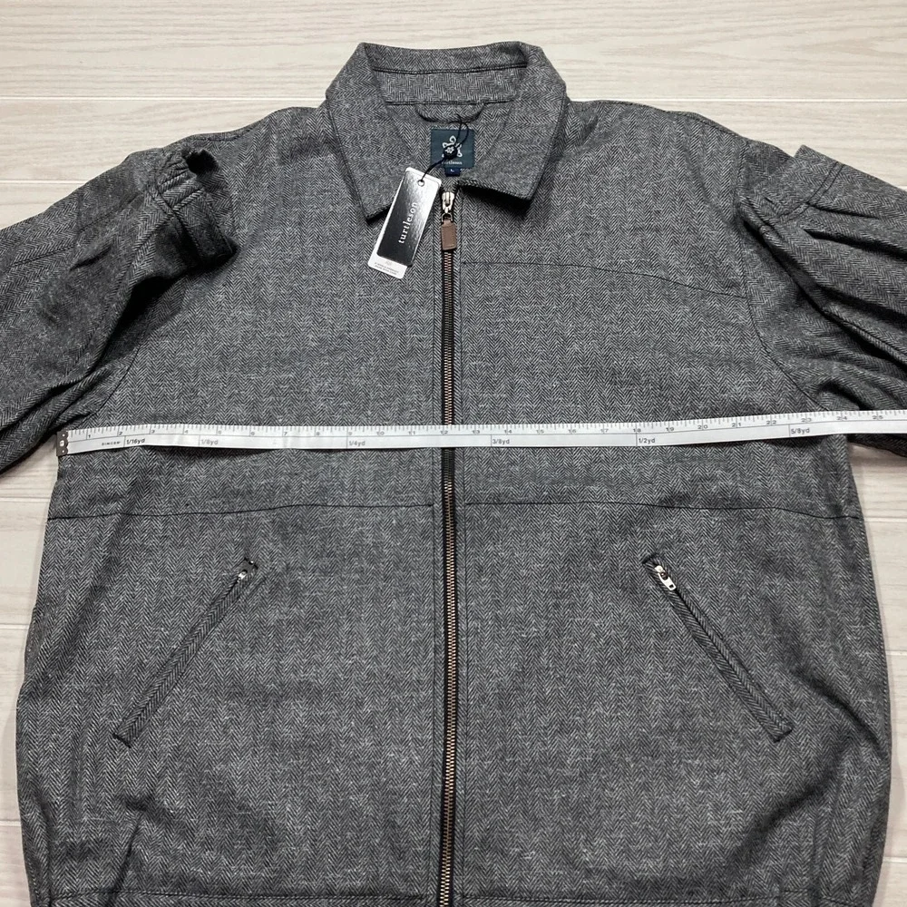 Turtleson‎ Men's Wool Blend Full Zip Gentleman's Jacket Gray Size Large
